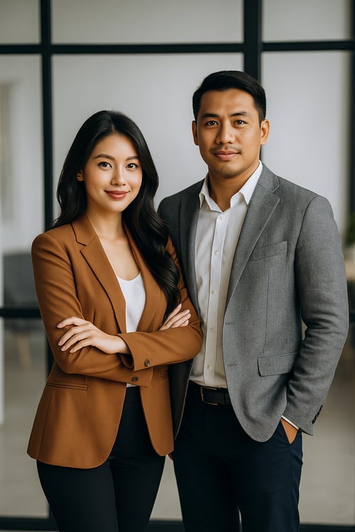 Confident Professionals in Modern Office Confident Professionals in Modern Office