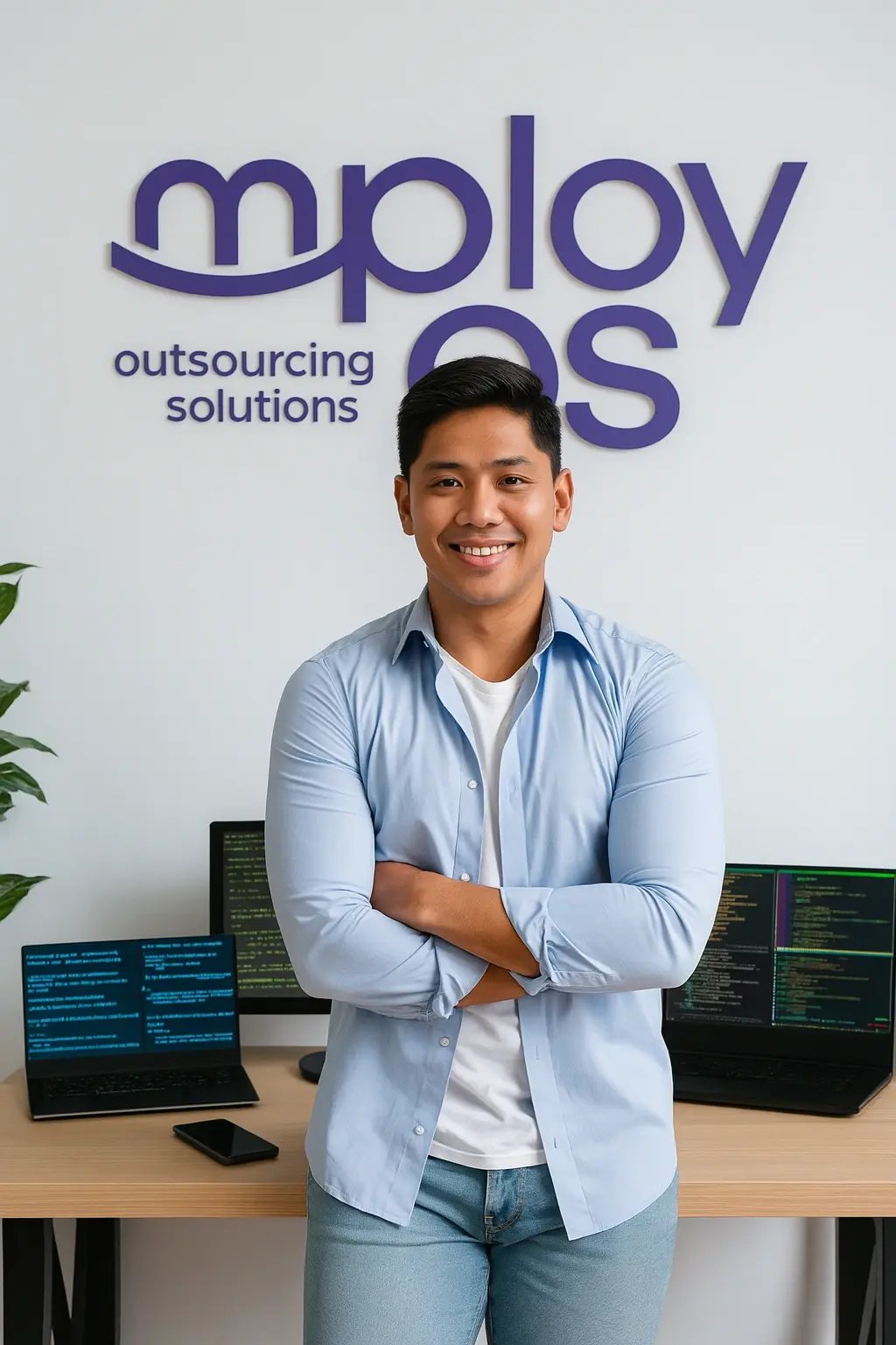 Professional Workspace with mployOS Branding